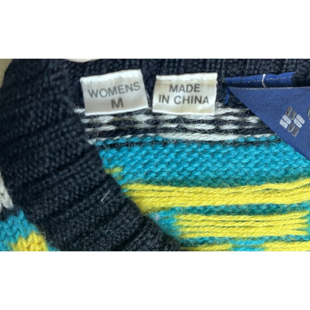 Vintage Columbia Women's Sweater 100% Wool Y2K Artsy Skiing Multi Size Medium - Picture 8 of 12